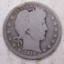 1910 Barber Silver Quarter, Good Details, Circulated Coin, Store