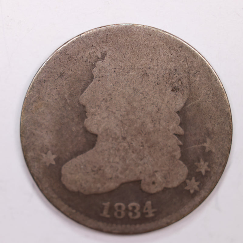1834 Cap Bust Silver Dime., Fair., Circulated Coin., STORE
