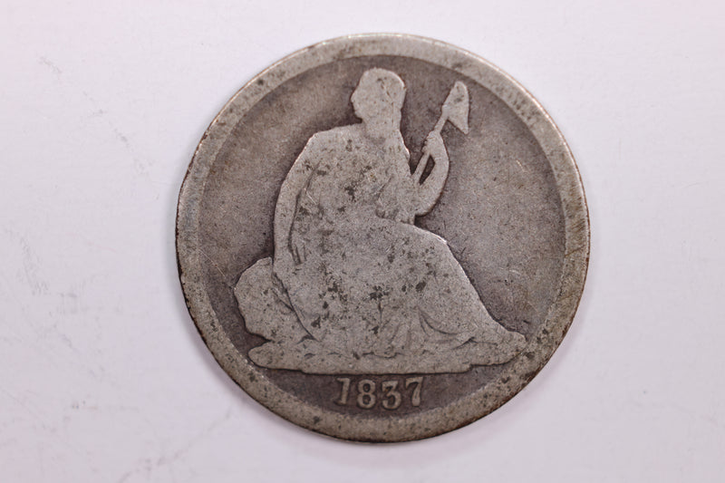 1837 Seated Liberty Silver Dime., Very Good, Circulated Coin., STORE