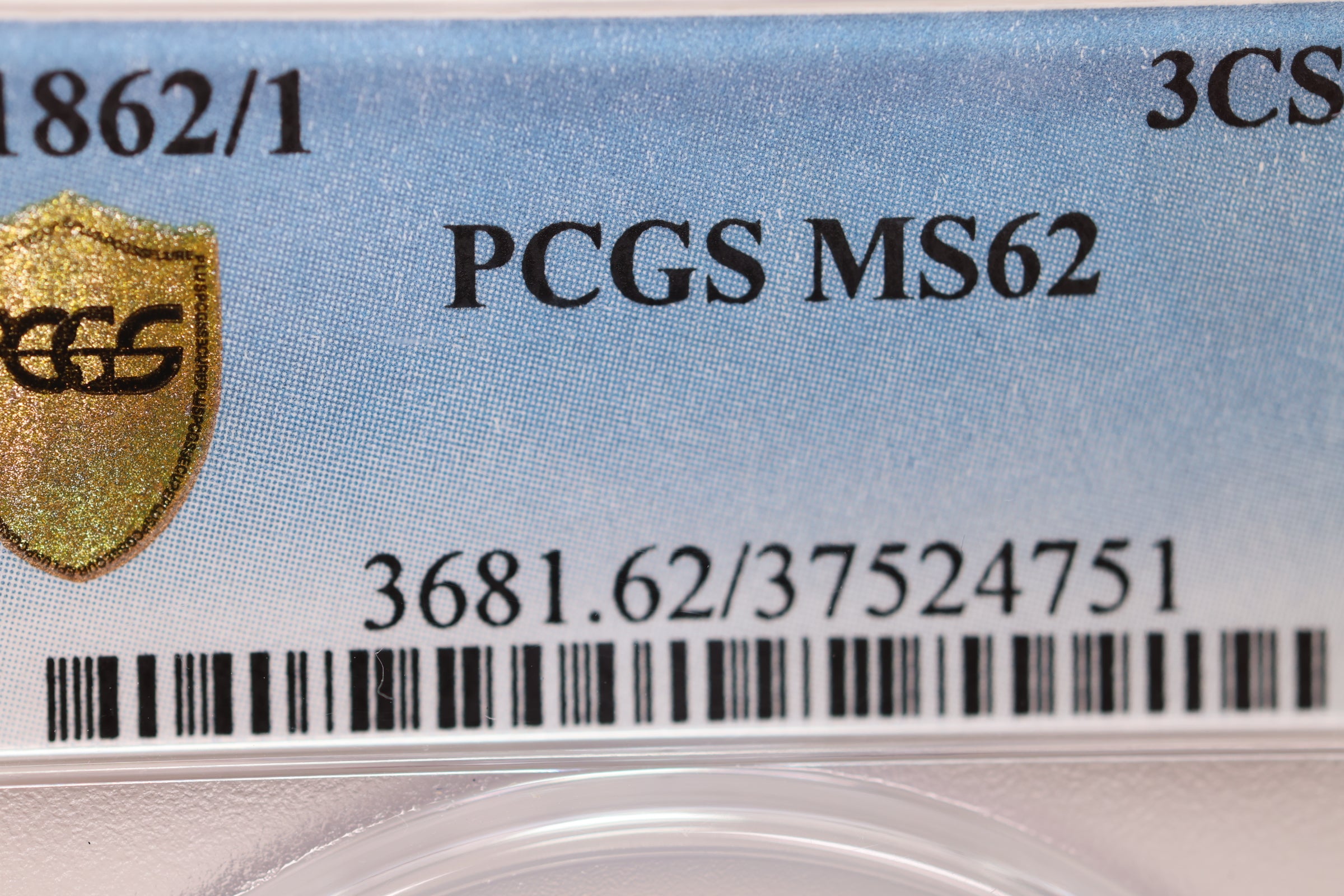 1862/61 Three Cent Silver, Overdate, PCGS MS-62., SALE #88209