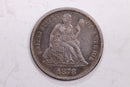 1878-CC Seated Liberty Dime., About Uncirculated Details., Coin., STORE