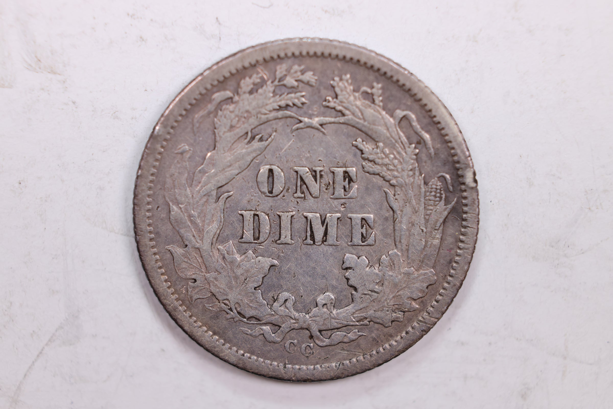 1878-CC Seated Liberty Dime., About Uncirculated Details., Coin., STORE #DE0086