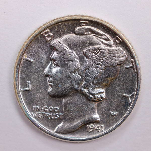 1941 Mercury Silver Dime., Nice Mint State Coin., STORE #DE0087