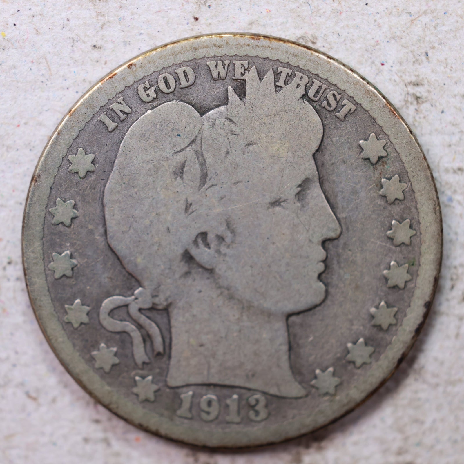 1913 Barber Silver Quarter, Good Circulated Collectible Coin, Store #QR1532
