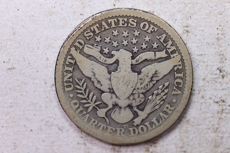 1913-D Barber Silver Quarter, Very Good Circulated Coin, Store