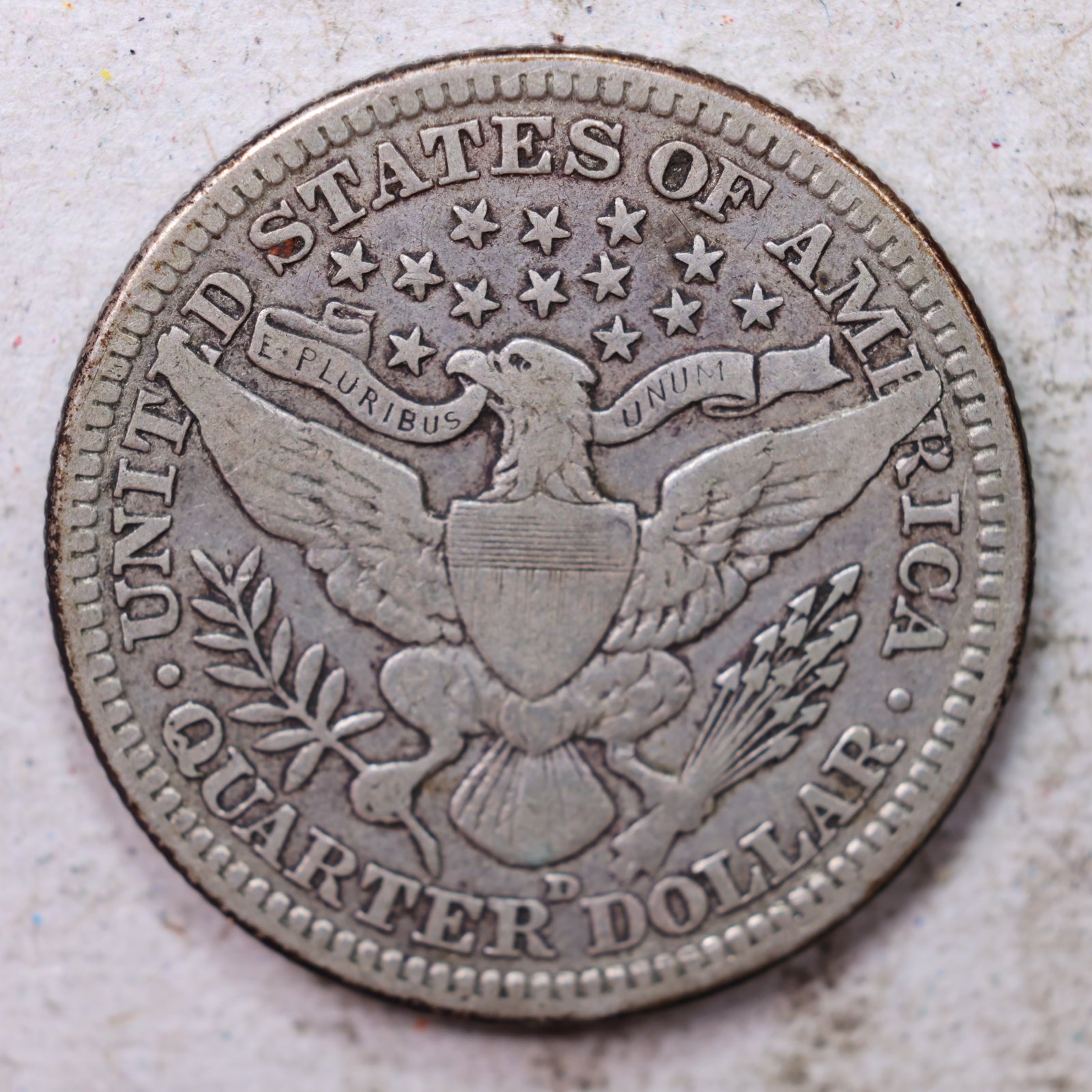 1913-D Barber Silver Quarter, Fine Circulated Collectible Coin, Store #QR1535