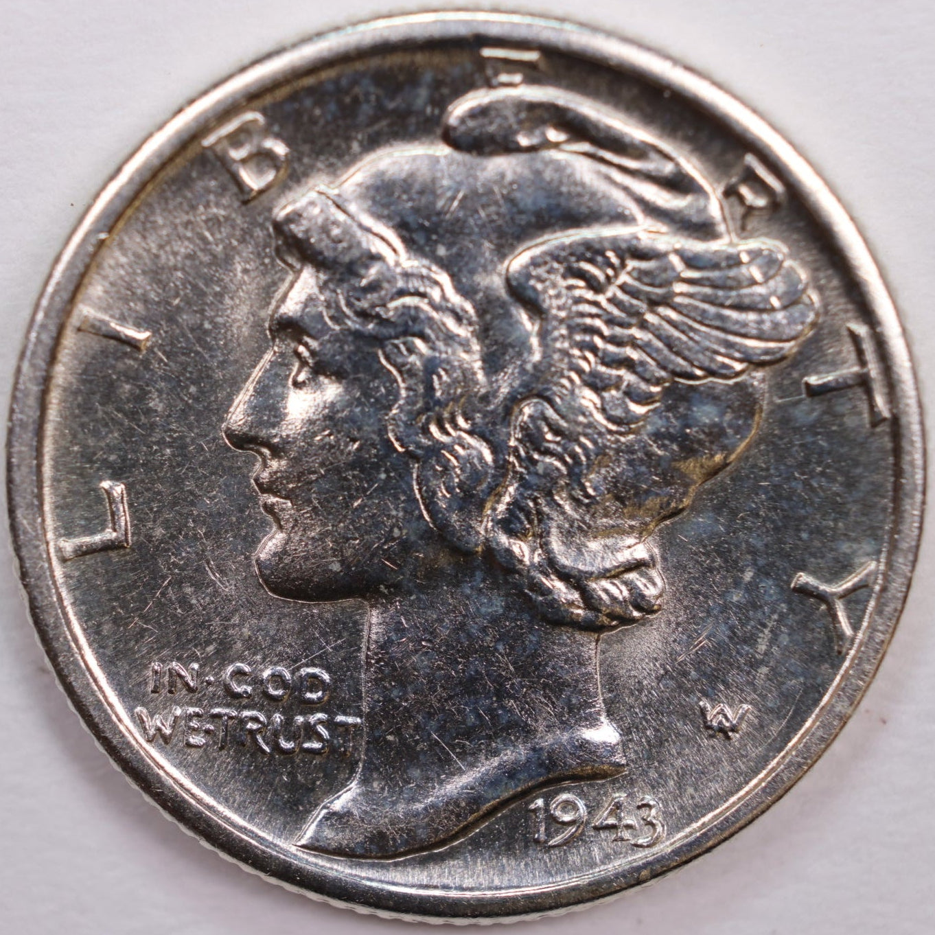 1943-D Mercury Dime, Mint State Uncirculated Coin, Store #DE0093