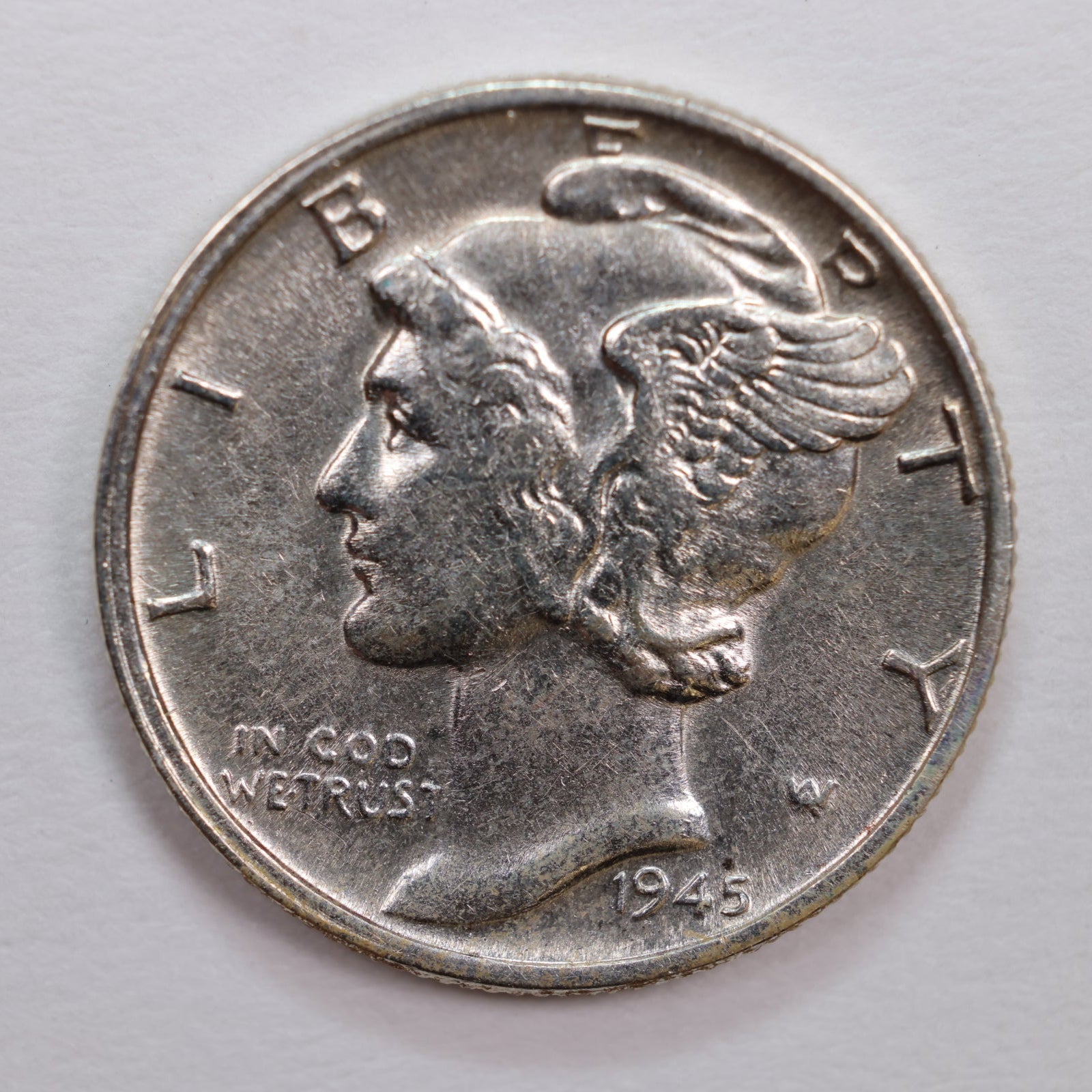 1945 Mercury Silver Dime., Nice Mint State Coin., STORE #DE0098