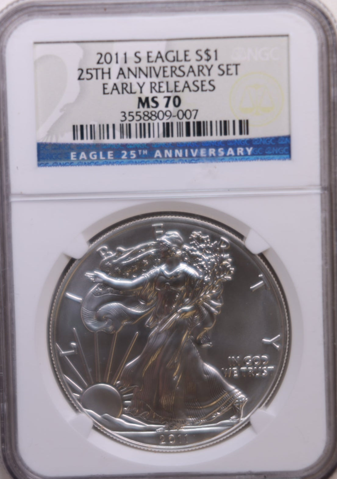 2011-S American Silver Eagle, 25th Anniversary, NGC MS-70, Store Sale #AE0278.
