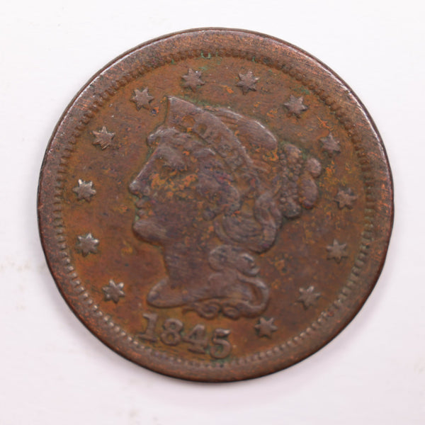 1845 Large Cent, Very Fine Details., Circulated Coin. Store #CT0304