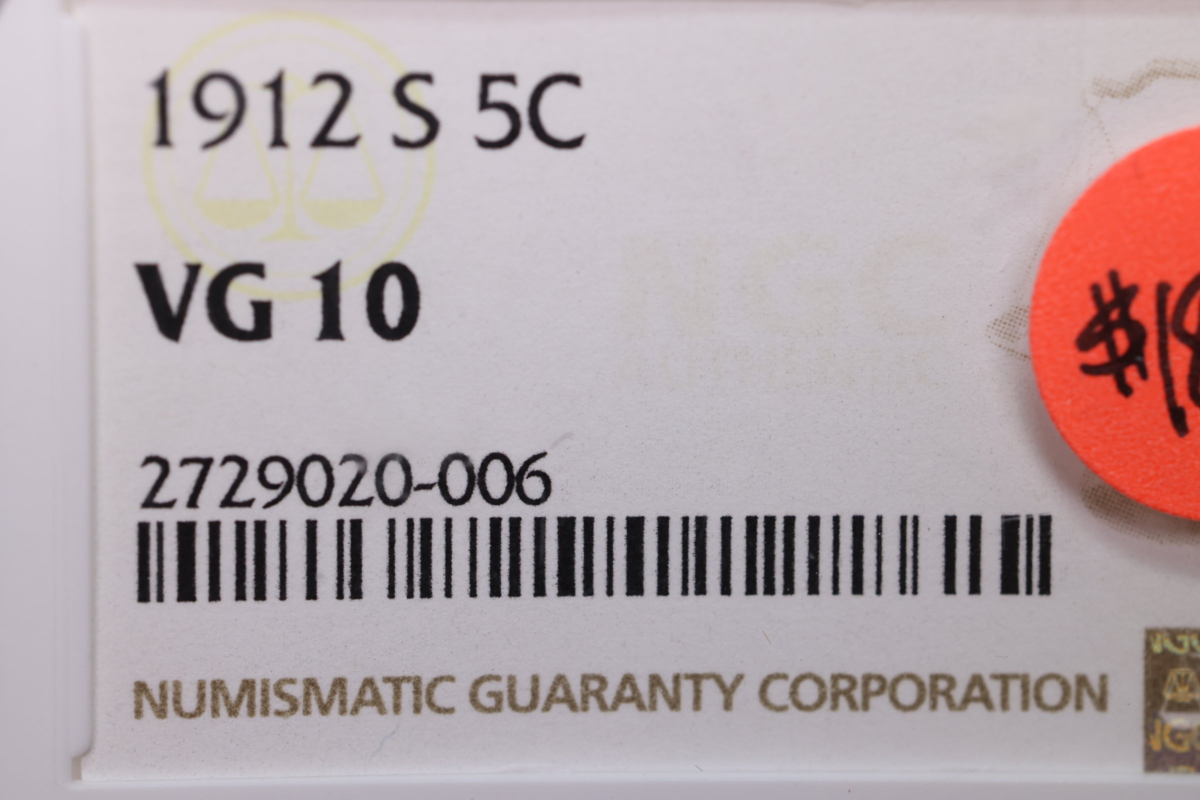 1912-S Liberty Nickel, KEY DATE., NGC Certified VG-10., SALE #88222