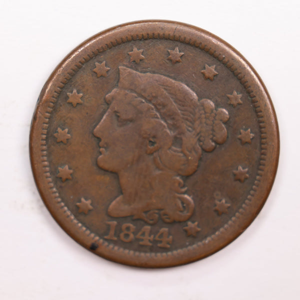 1844 Large Cent., Fine Circulated Coin., Store #CT0308