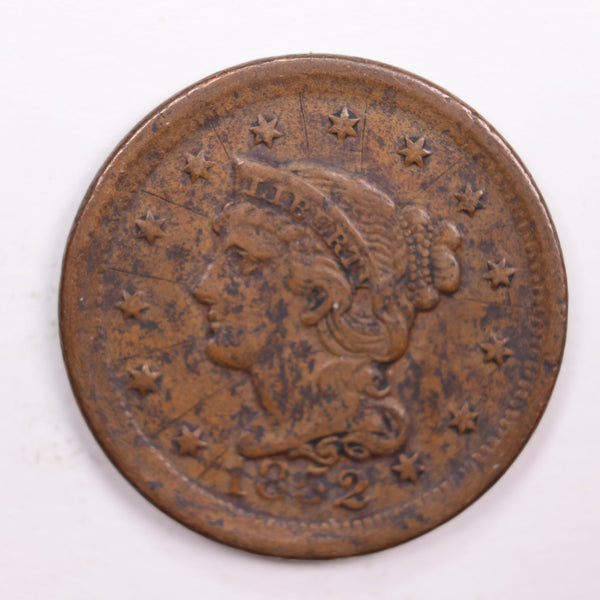 1852 Large Cent., Very Fine Circulated Coin., Store #CT0309