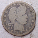 1915-D Barber Silver Quarter., Good., Clipped Planchet., Circulated Coin., Store