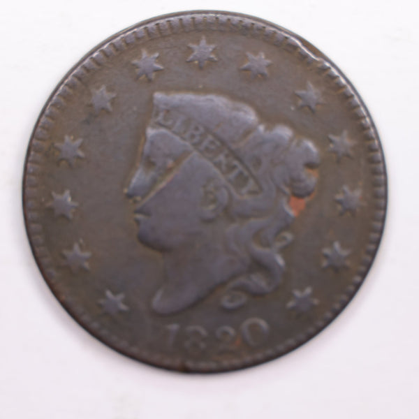 1820 Large Cent., Large Date., About Good Details., Circulated Coin., Store #CT0323