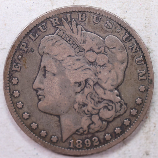 1892-S Morgan Silver Dollar., Fine Circulated Coin., Store #1489
