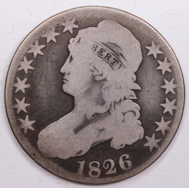 1826 Cap Bust Silver Half Dollar., Good Circulated Coin., Store