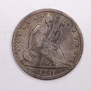 1861 Seated Liberty Silver Half Dollar., Very Fine Circulated Coin., Store