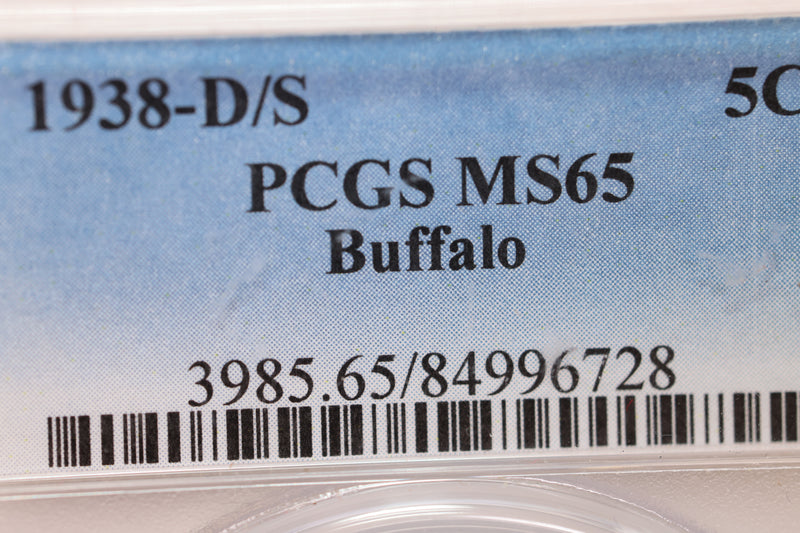 1938-D/S Buffalo Nickel., D over S., PCGS MS-65.,  SALE