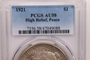 1921 Peace Silver Dollar., 'Semi Key Date'., PCGS AU-58., STORE