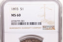 1893 Morgan Silver Dollar., NGC MS-60., Better Date., STORE