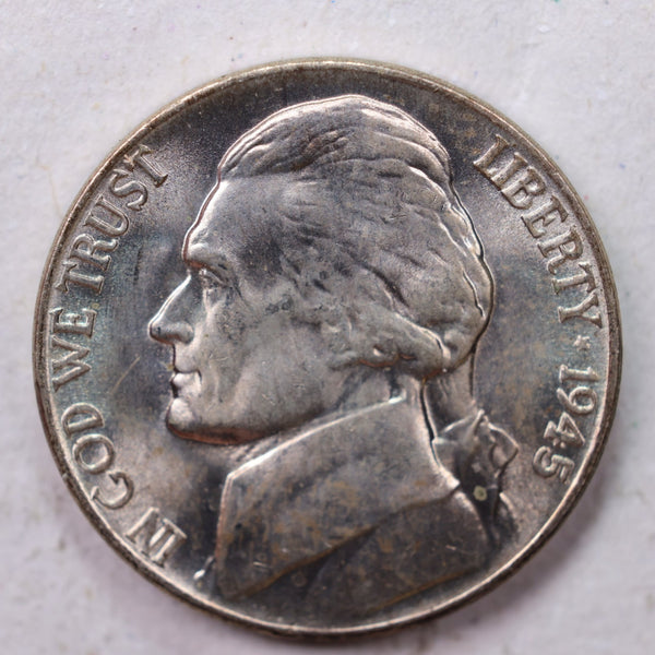 1945-P Jefferson Silver Nickel, Uncirculated coin, Store #UN945P