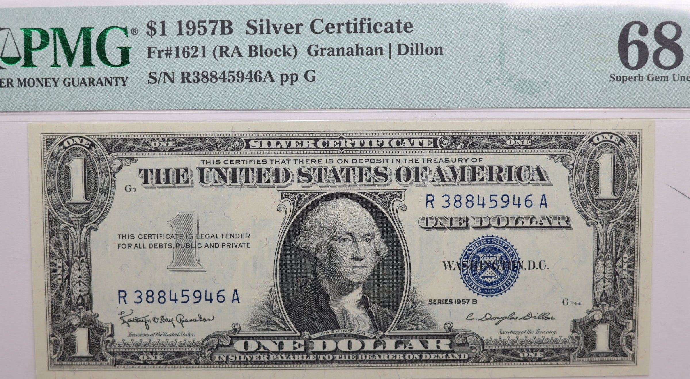 1957B Silver Certificate., FR 1621., PMG CU68, EPQ., Store #GSSC024