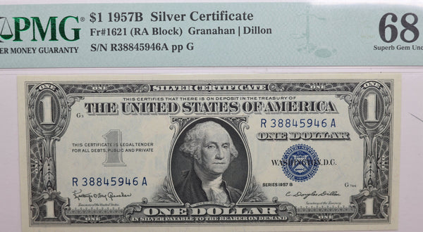 1957B Silver Certificate., FR 1621., PMG CU68, EPQ., Store #GSSC024