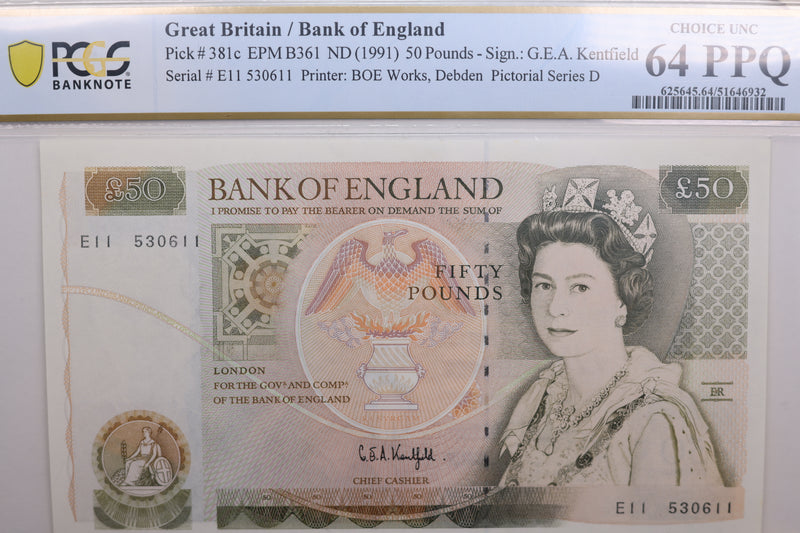 Great Britain/Bank of England., 50 Pound Note., PCGS CU-64., PPQ, Store