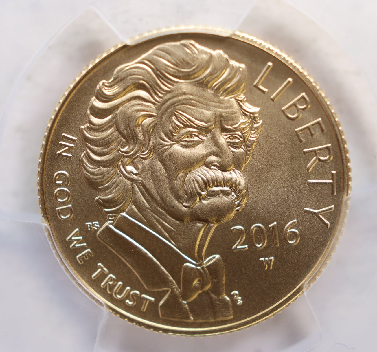 2016-W $5 Mark Twain, Gold Commemorative, Mint Strike, PCGS MS-70, Store #GMC299.