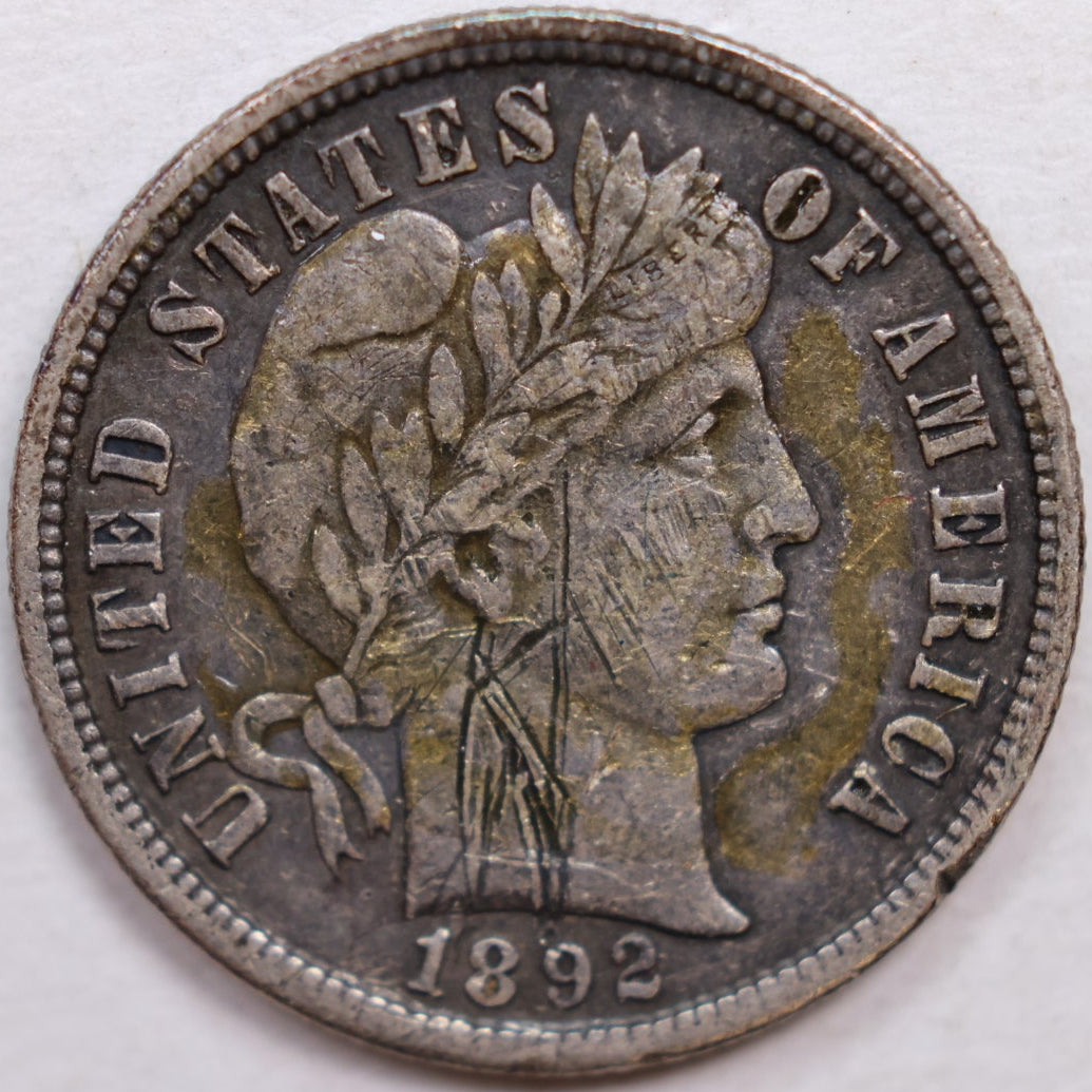 1992-S Barber Dime, Extra Fine Circulated Coin, Details, Store #DE791