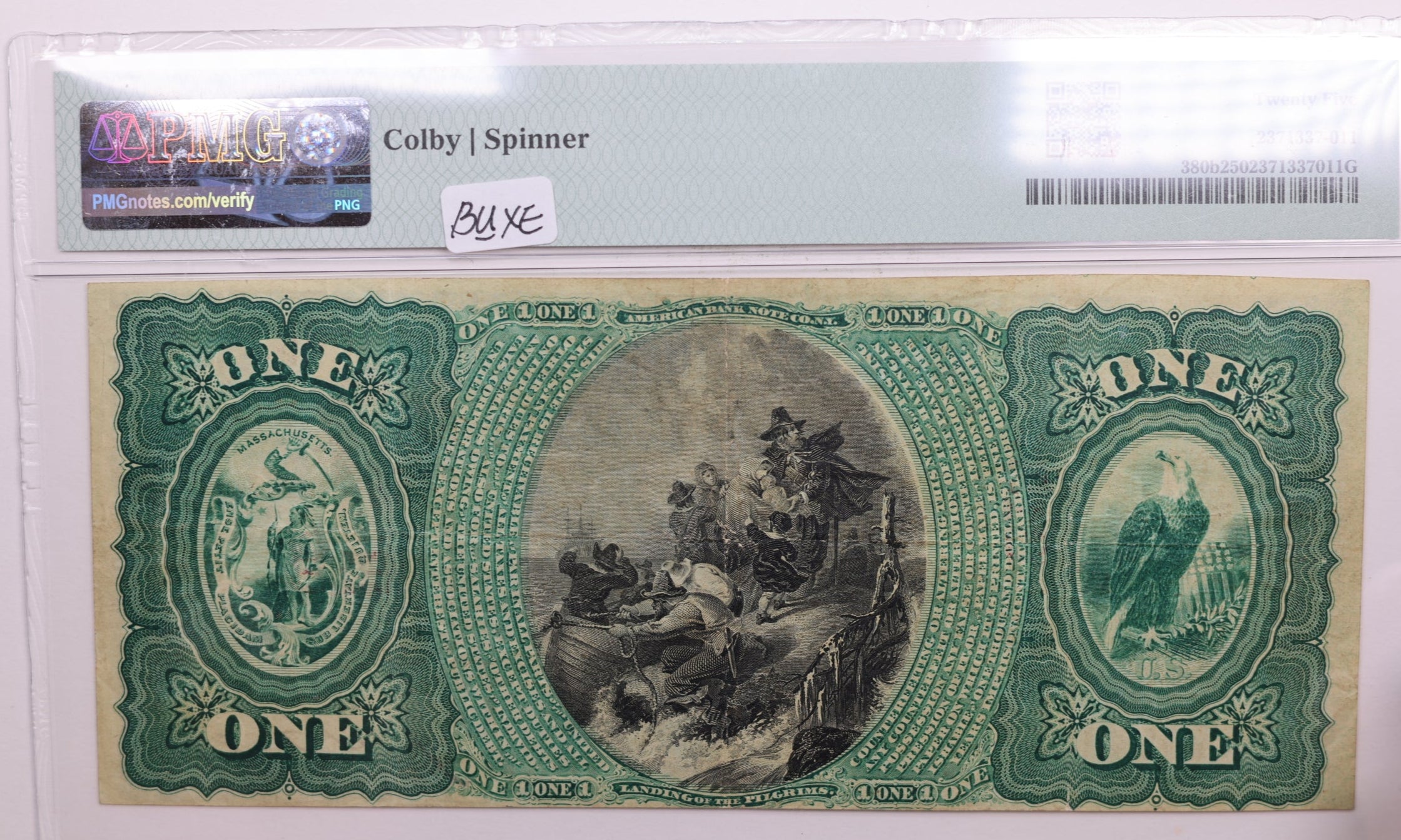 1865 $1, National Bank Note, South Weymouth, MA., PMG Very Fine-25., LGNG028