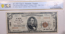 1929 $5., National Currency., Staunton, Virginia., PCGS VF25.,