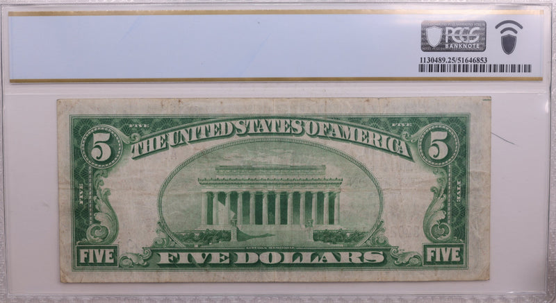 1929 $5., National Currency., Staunton, Virginia., PCGS VF25.,