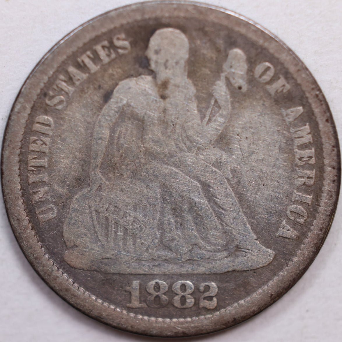 1882 Seated Liberty Dime, Very Good Circulated Coin, Store #DE795