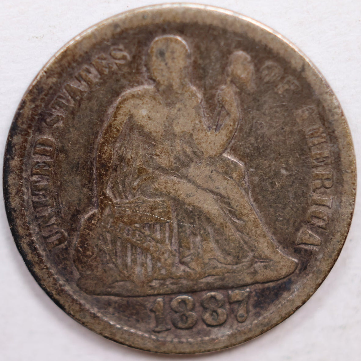 1887 Seated Liberty Dime, Fine Circulated Coin, Store #DE798