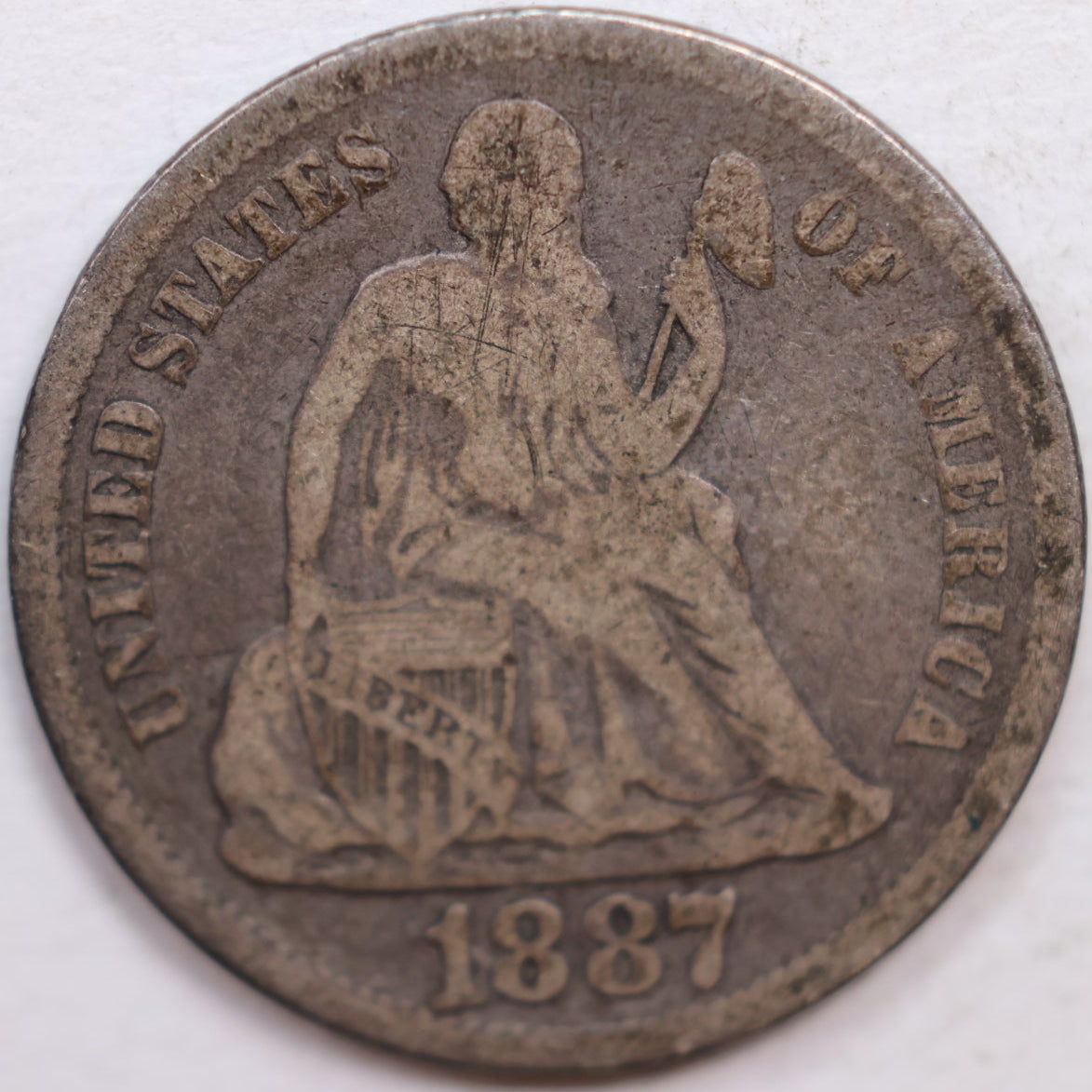 1887-S Seated Liberty Dime, Fine Circulated Coin, Store #DE799