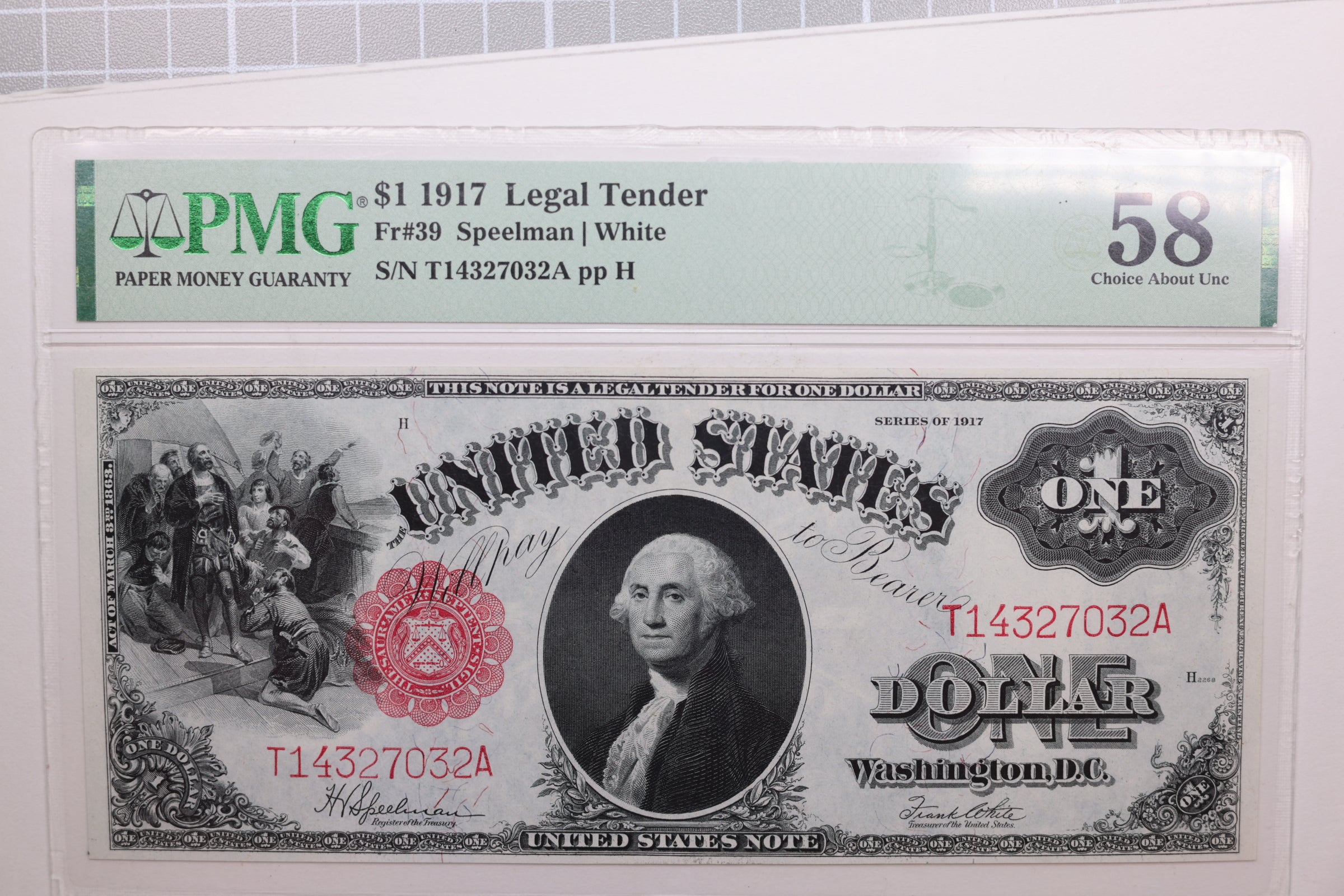 1917 $1 Legal Tender., FR#39., Looks Much Better, PMG AU58., Store #GLT013