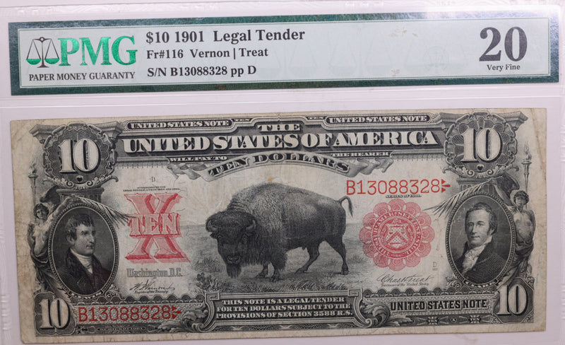 1901 $10 Legal Tender., FR#116., PMG VF-20., Store #GLT014