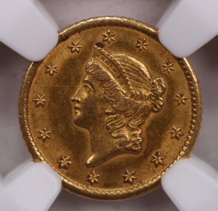 1851-O Liberty Head Gold Dollar., NGC MS-62., Store Sale #GGD003