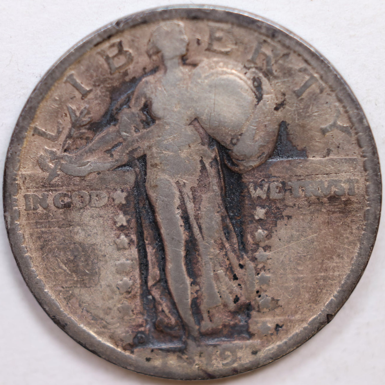 1919-D Standing Liberty Silver Quarter, Good+ Circulated Coin, Store #QR1055