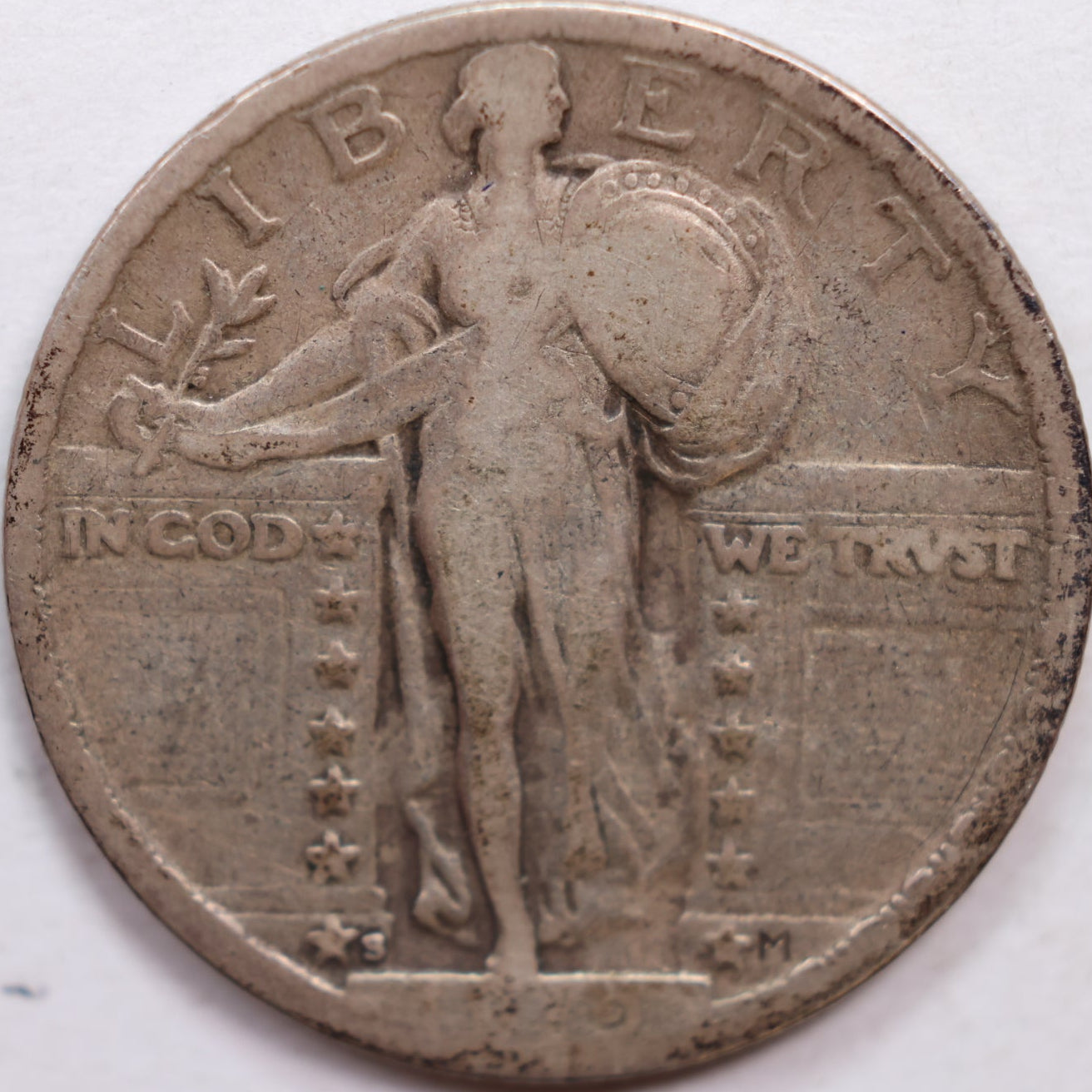 1919-S Standing Liberty Silver Quarter, Good+ Circulated Coin, Store #QR1056