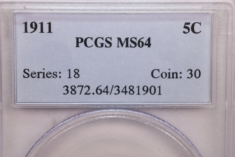 1911 Liberty Nickel., Mint State., PCGS MS-64., Store