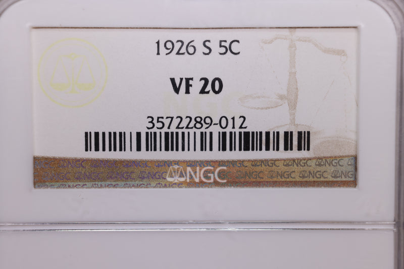 1926-S Buffalo Nickel., NGC VF-20., Strong Date., Store