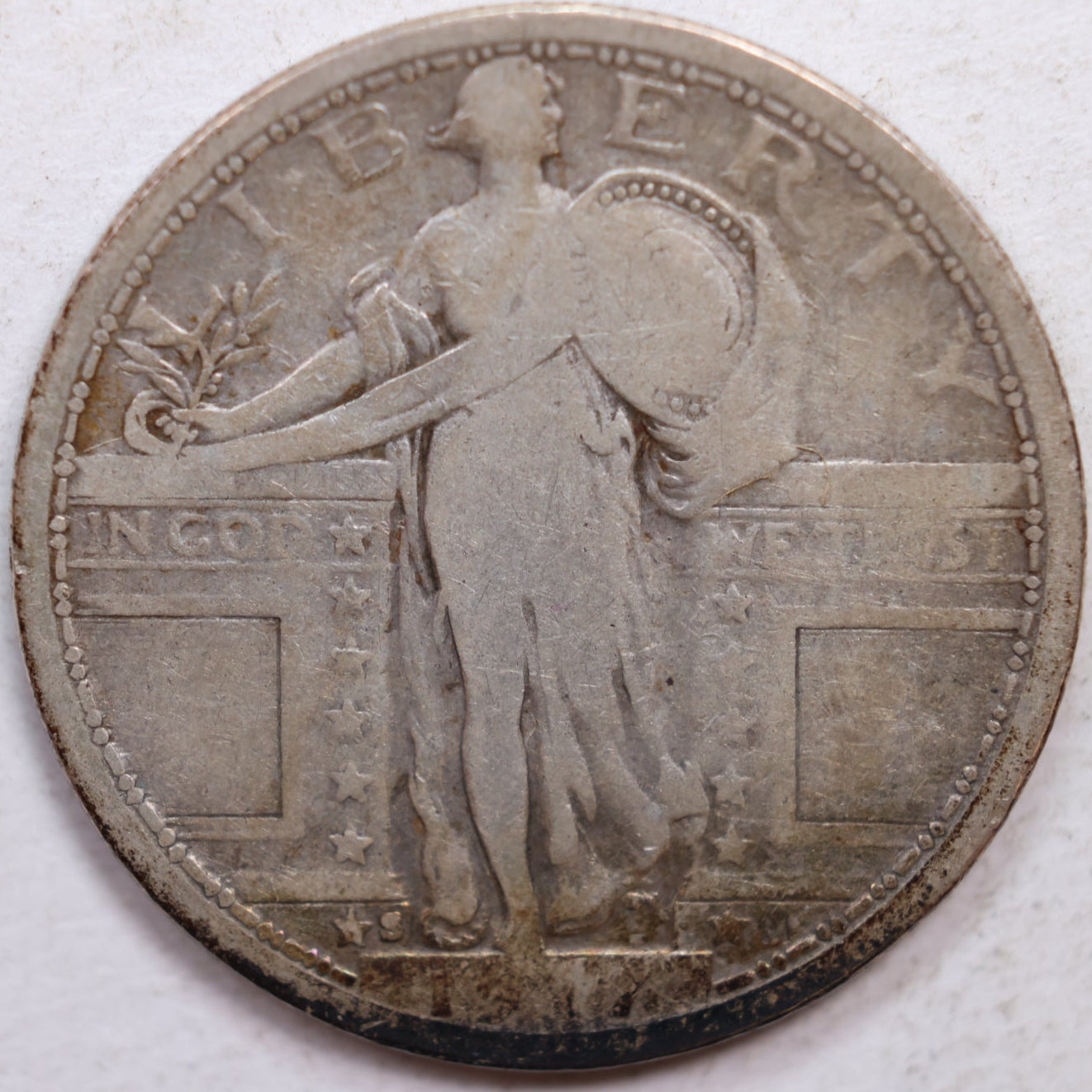 1917-S Type 1 Standing Liberty Quarter, Very Good Circulated Coin, Store #QR1081