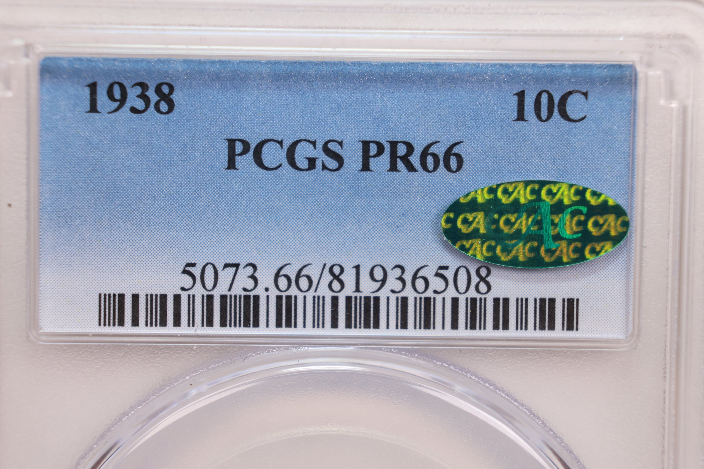 1938 Mercury Silver Dime., Proof Strike., PCGS PR66., CAC., Store #GDE010