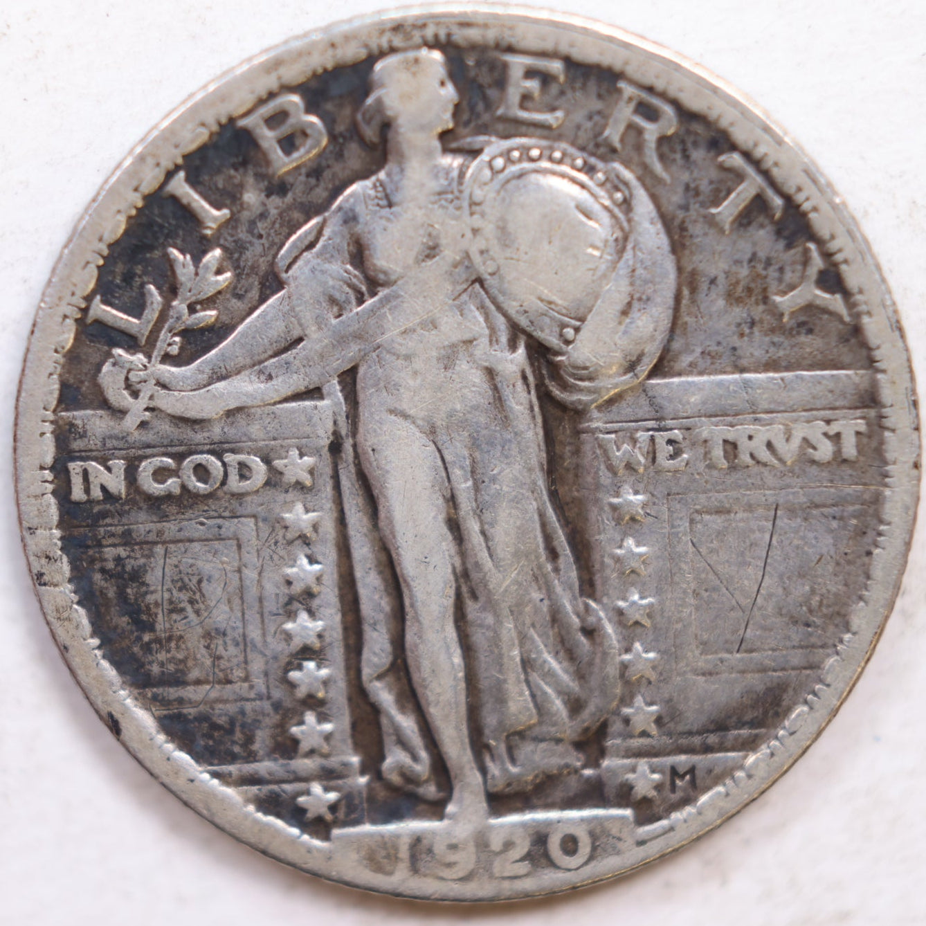 1920 Standing Liberty Silver Quarter, Very Fine Circulated Coin, Store #QR1086