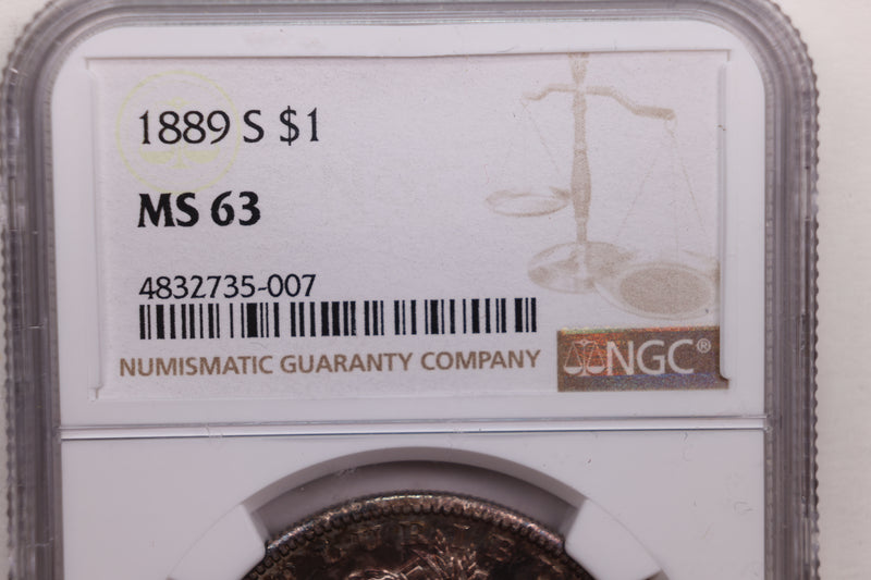 1889-S Morgan Silver Dollar., NGC MS63., Affordable Store Sale