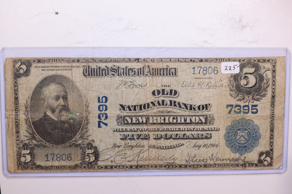 1902 $5 National Currency., New Brighton, PA., Store #15055