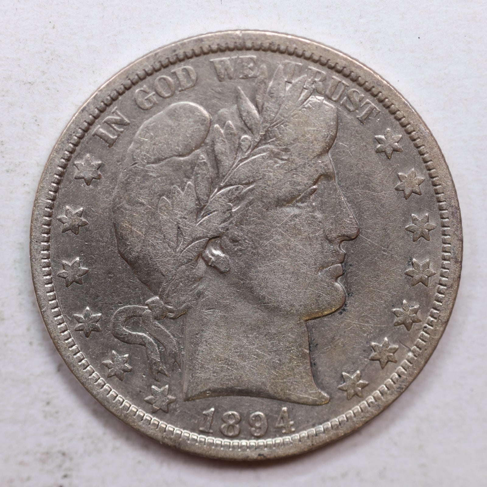 1894-O Barber Silver Half Dollar, Fine Plus Circulated Coin, Store SALE #HR1053.